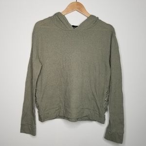 Milieux Olive Green Waffle Knit Hoodie